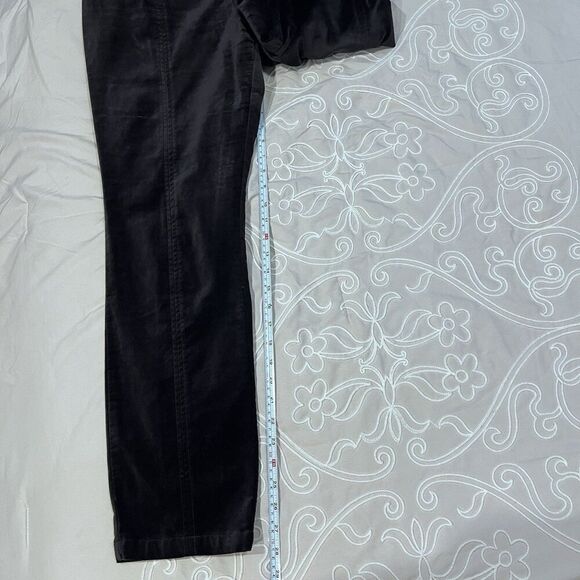 Anthropologie The Essential Velvet Slim Trouser Pants Size 14 Tall Black Velour - Picture 8 of 10